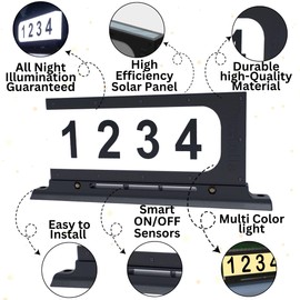 Trustella High Perfomance, Solar-Powered Mailbox Light – Waterproof IP65 Dual-Sided House Address Number Sign with Dual Color, Automatic On/Off Sensor, Easy Installation, Elegant Design, Eco-Friendly Outdoor Lighting Solution