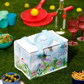 Puckator Woven Picnic Cool Bag with Botanical Gardens Design - Insulated Camping Bag - Beach Accessories for Women Men Family - Large Lunch Bags - Packed Lunch Bag - Picnic Box - Collapsable Lunchbag