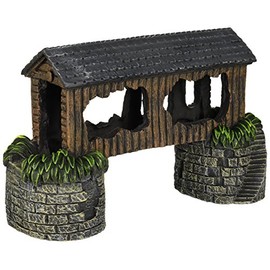 Penn-Plax Madison County Covered Bridge Fish Tank Ornament Decoration for Aquariums and Terrariums