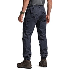 CQR Men's Flex Lightweight Joggers, Elastic Waist Drawstring Casual Pants, Tapered Fit Water Resistant Outdoor Cargo Pants, Squad Operator Navy, 40W x 30L