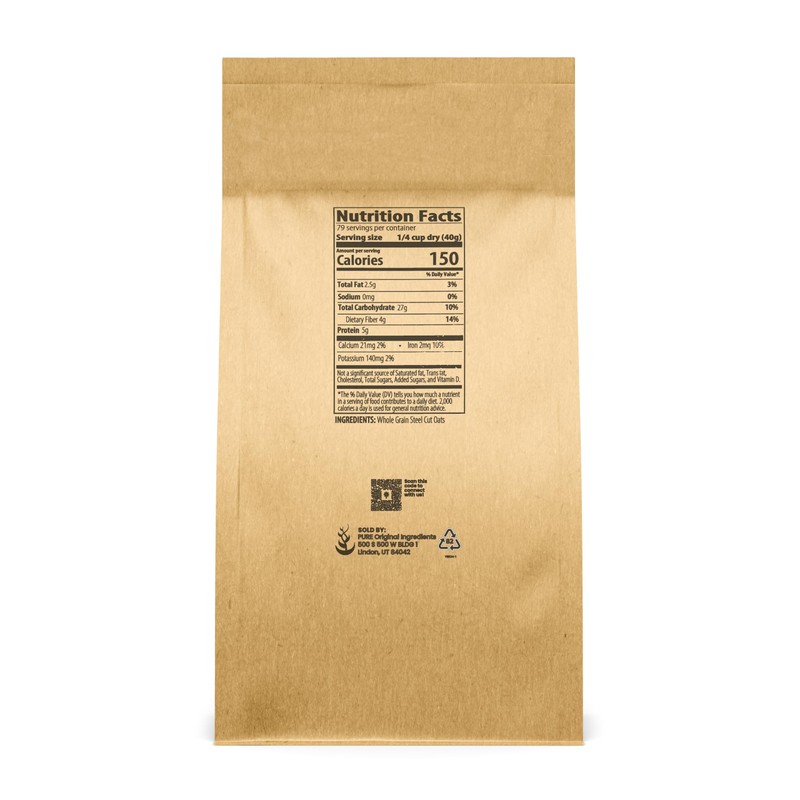 Pure Original Ingredients Steel Cut Oats (7 lb) Irish Oatmeal,