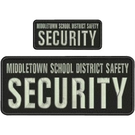 M S D S SECURITY 2 EMBROIDERY PATCH 4X10 & 2X5 HOOK ON BACK BLK/SILVER