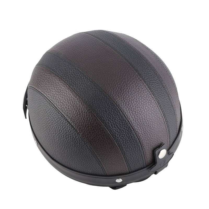 Half Helmet Breathable Sun Blocking Retro Safe PU Leather Motorcycle