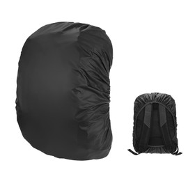 Coollooda Backpack Cover, Rain Cover, Waterproof Design, 190T Durable, Multi-Purpose, Waterproof, For Mountain Climbing, Work, School, Easy Storage, Black (M), Black