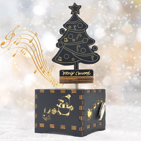 Sooharic Christmas Music Box, Musical, Rotatable Wooden Music Box Clockwork