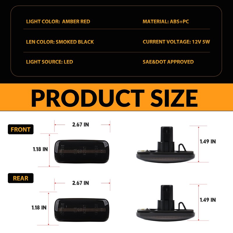 DERMOKA LED Dually Bed Fender Side Marker Lights For 2010-2017