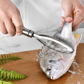 Fish Scaler Tool Stainless Steel Fish Scaler Remover No Mess, Fish Scale Remover Stainless Steel Sawtooth Easily Remove Fish Scales-Cleaning Brush Scraper for Chef and Home