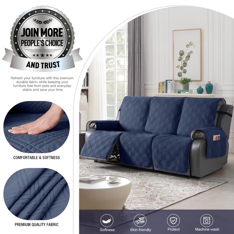 TAOCOCO 100% Waterproof Recliner Sofa Covers 3 Seater, Split Couch