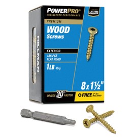 Power Pro Premium Exterior Wood Screws, #8 x 1-1/2"Inch All-Purpose Deck Screws for Outdoor Projects, T-25 Star Bit Included, Bronze, 203 Pieces | 48595