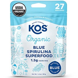 KOS Usda Organic Blue Spirulina En Polvo, Ficocianina Vegana Algas Superfood Colorante Alimenticio Natural Para Batidos Y Bebidas Proteínas, A Base...
