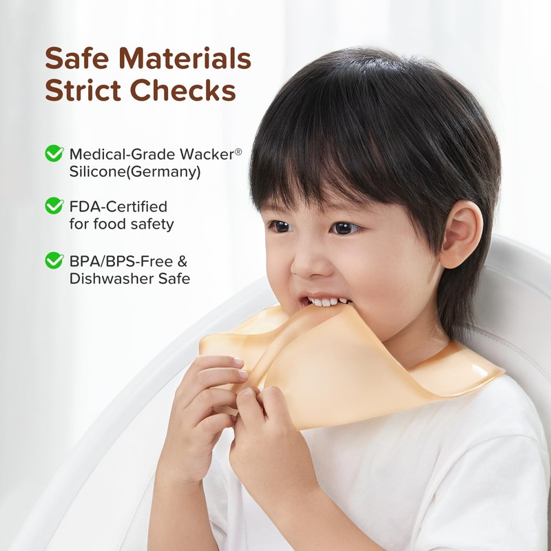thyseed Ultra Thin & Light Waterproof Silicone Bibs for Babies