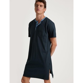 CALIDA Relax Essentials Men's 100% Organic Cotton Nightdress, Dark Sapphire