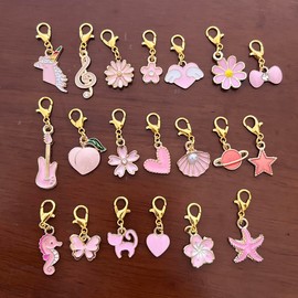 Kit de pulsera con clip para mujer, mezcla y combina flores, corazón y abalorios chapados con cadena de eslabones de clip de clip de clip para joyería creativa