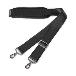 Shoulder Strap with Cushion and Double Adjustable Buckles and Metal Hooks for Briefcase Bag, Luggage Bag and More (Black, 3.8 * 160CM)
