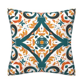 QUALKNOY Set of 4 Velvet Cushion Covers 18"x18" Orange Green Modern Boho Decorative Retro Throw Pillow Covers 45 x 45 cm for Sofa Living Room Outdoor Garden Pillowcases