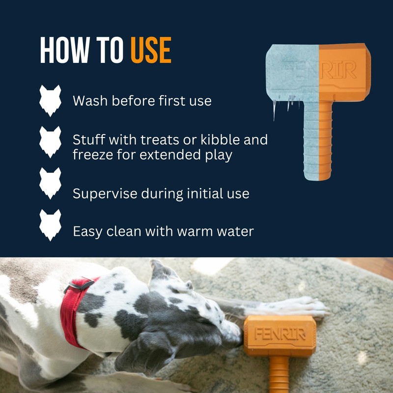 Fenrir Hammer Dog Chew Toy Strong Rubber Stuffable Enrichment Toy