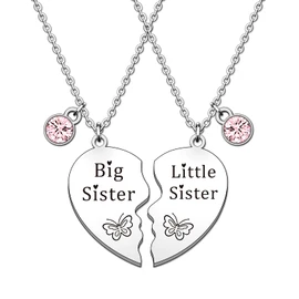 HULALA Big Sis Lil Sis Matching Sister Necklace For 2 Girls Sisters Birthday Christmas Jewellery Gifts
