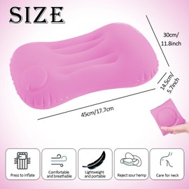 JYJLLM Compressible Compact Travel Inflatable Pillow，inflatable travel pillow， Pillow for Camping,Inflatable Camping Pillows for Adults Comfortable, Hiking, Beach, Fishing，office (Pink)