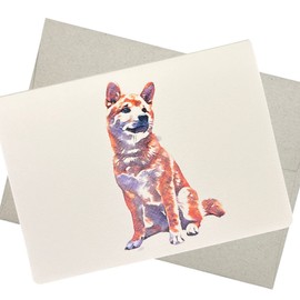 Shiba Inu - Tarjeta de felicitación con sobre (5 x 7 pulgadas y interior en blanco) para cumpleaños, aniversario, boda, condolencias, o de un peluquero de perros o veterinario (Shiba Inu 1)
