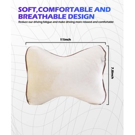 SCUARI Car Headrest Pillow,Car Accessories Neck Pillow,Memory Foam Car Pillow,Car Neck Pillow with Adjustable Elastic Band,Universal Car Headrest,Removable Neck Pillow for Car,Fits Most Cars (Beige)