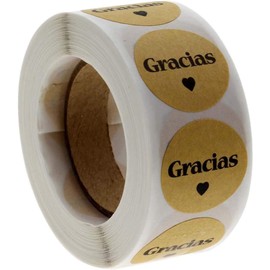500 Piezas/Rollo Pegatinas Adhesivas de Agradecimiento en Espaol para Manualidades DIY Boda Accin de Gracias Tarjetas Regalos Caja Sellado Suministros de Papelera Pegatinas de