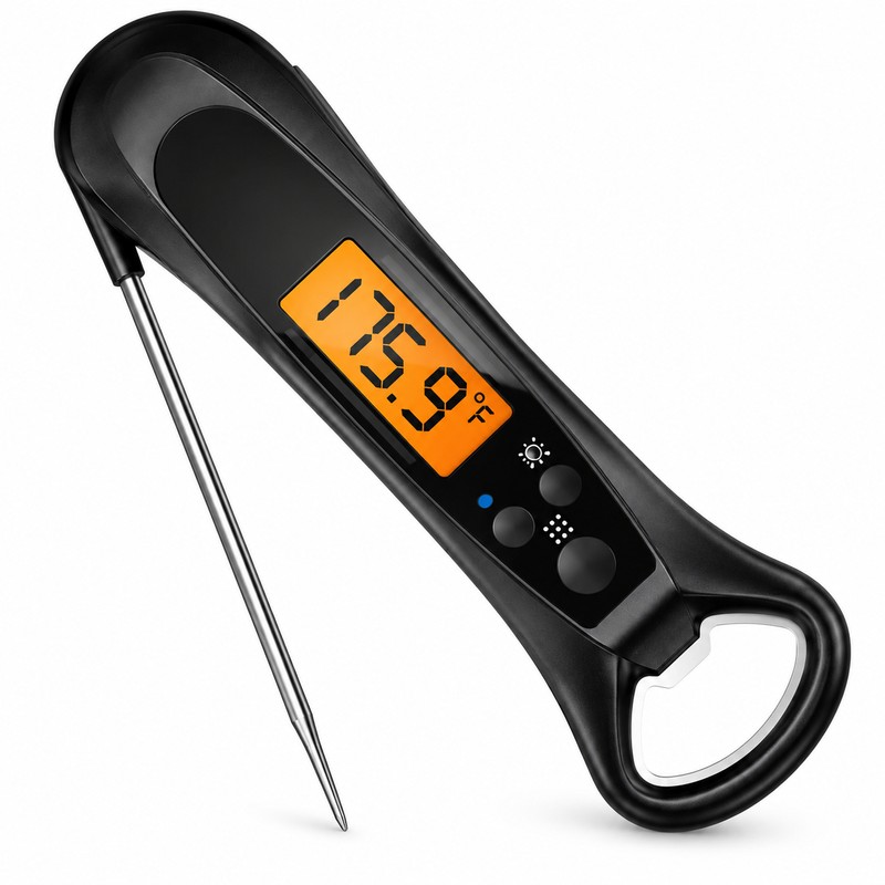Digital Food Thermometer for Cooking & BBQ – Foldable Probe