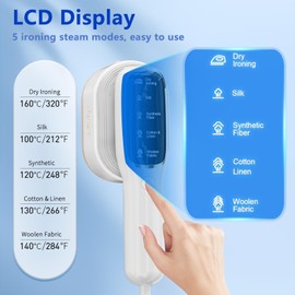 Steamer for Clothes, Travel Portable Handheld Turbo Steamer 5Mode Smart Display, 15s Heat-up Horizontal & Vertical Wrinkle Removal, Dual Function Wet/Dry Iron, Home Travel Use(PorcelainWhite)