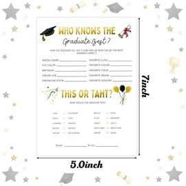 CUweipeng Graduation Party Game Cards - 50Pcs Who Knows Graduate Best Question Party Game Greeting Cards Bulk Class Activity Class 2025 Classmate Friend High Senior School Prom College University Grad