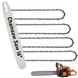 16 Inch Chainsaw Bar & Chain Combo - 3/8" LP Pitch, .050" Gauge, 56 Drive Links Fits Craftsman, Poulan, Ryobi, Echo, Greenworks, EGO& More (4 Chains+ 1 Bar)