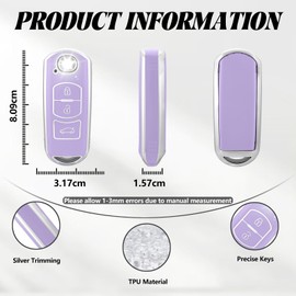 TOOMUME Car Key Cover TPU, Car Key Case Fit for Mazda 2/3/6 M2 M3 M6 CX3 CX4 CX5 CX6 CX7 CX8 CX9 CX30 CX60 MX5 MX30 Atenza Axela, Protective Key Fob Cover Key Fob Case - Smart Key