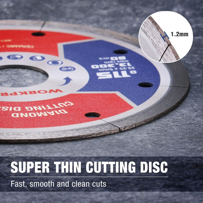 WORKPRO 2-Pack 115mm Super Thin Diamond Cutting Discs, Diamond Saw