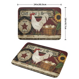 Giwawa Vintage Rooster Dish Drying Mat for Countertop, 18"x24" Farmhouse Chicken Dish Drainer Mats, Rustic Country Style Fast Drying Microfiber Dish Drying Pad Kitchen Accessories Decor Large