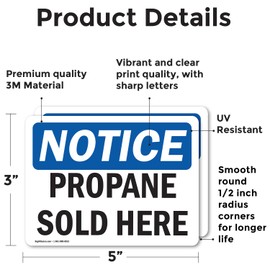 (2 Pack) Propane Sold Here OSHA Notice Sign 5 Inch X 3.5 Inch Vinyl Label Decal Sticker Weather Resistant, UV Protected for Workplace, Business, and Construction Site, Made in the USA