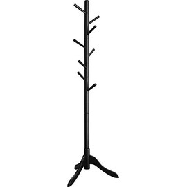 VASAGLE Coat Rack Free Standing, Solid Wood Coat Stand, Hall Coat Tree with 8 Hooks for Coats, Hats, Bags, Purses, for Entryway, Hallway, Rubberwood, Black URCR001B01