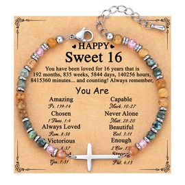 TONY & SANDY Sweet 16 Gifts for Girls,16th Birthday Decorations for Girls,16 Year Old Girl Birthday Gifts, Happy Sixteen Beaded Bracelets for Teen Girl Daughter Granddaughter Niece Friend