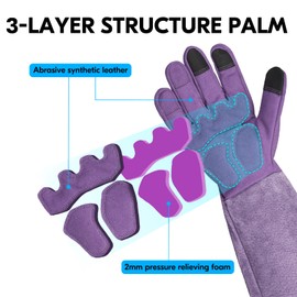 Vgo... Gardening Gloves Women Long Sleeves in Leather with Touchscreen, Long Work Gloves Gauntlet Thorn Proof for Yard Garden Agriculture,1 pair