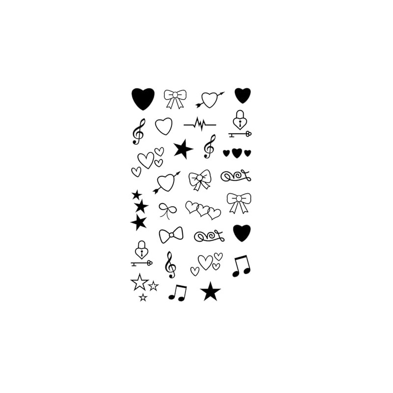 MapofBeauty 2 pcs Black Butterfly Heart-shaped Prints Temporary Waterproof Tattoo
