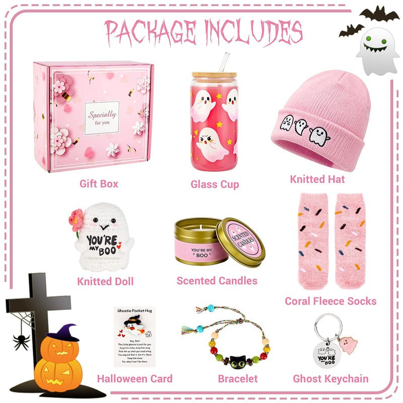 Boo Basket Stuffers for Women, Halloween Gifts Basket Cute Spooky