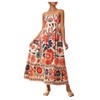 Floerns Women's Spaghetti Strap Tropical Dress Shirred Vacation Cami Maxi