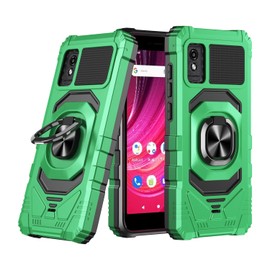 for BLU Studio Mini 2023 Case with 1 Pack Screen Protector,Dual Layer Hybrid Heavy Duty Defender Protection,Sleek Rugged Reinforced Cushion Corner Kickstand Shockproof Bumper Cover Green