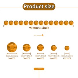 Golden Yellow Face Gems Temporary Tattoos Rhinestones Stickers 3/4/5/6/8 MM Rhinestone Strips Jewel Stickers Stick on Body Jewels Makeup Glue Crystal for DIY Crafts Hair Nails 3555PCS