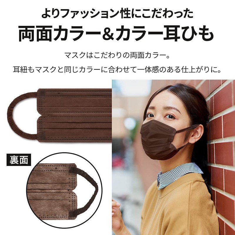 Iris Ohyama PK-D7LBR Non-Woven Pleated Mask, Pack of 7, Regular