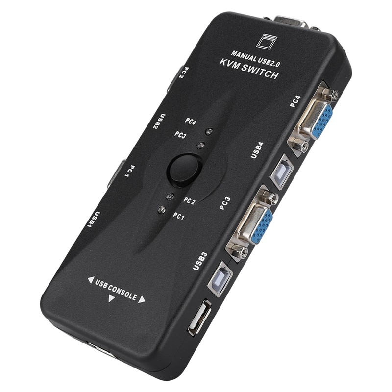 4-Port USB 2.0 KVM VGA/SVGA Monitor Hub Computer Switch Box