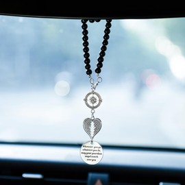 Rislobx Angel Wings Car Charm, Car Rear View Mirror Hanging Ornament, Metal Angel Wings Pendant Mirror Hanger Decor for Lover Family Christian Gifts (Style B)