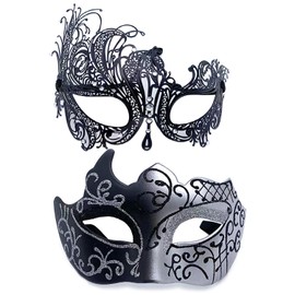 YIMINI Pack of 2 Venetian Masquerade Mask - Ball Masquerade Mask for Men, Women, Dances, Parties (S)