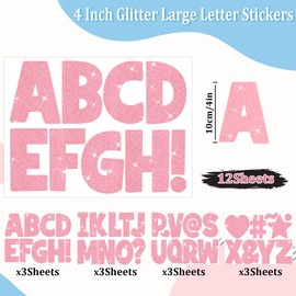 Letter Stickers Bulletin Board Letters 4 Inch,Large Glitter Sticker Letters for Poster Board,108Pcs Self Adhesive Vinyl Alphabet Sticker for Mailbox Crafts Classroom School Home Decor