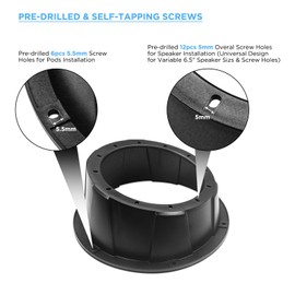 RECOIL USP65B Pairs of 6.5-Inch Speaker Pods, Universal 6.5” Angled Speaker Boxes, Surface Mount with Gaskets, Black Enclosures Compatible with Marine, UTVs, Boats, RVs, Cars