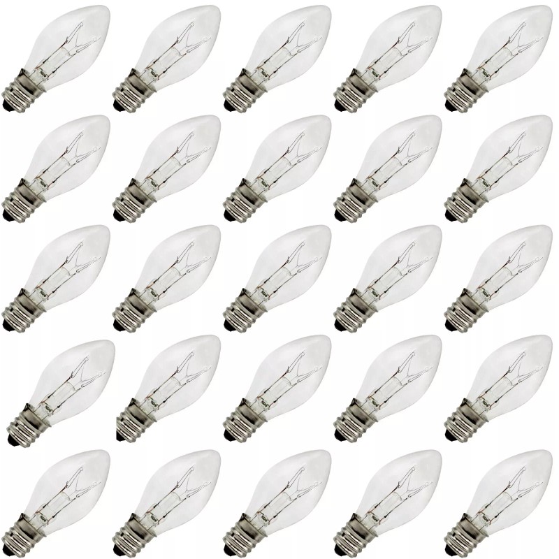 Creative Hobbies (25 Pack) Night Light Bulbs, C7, Clear, Steady,