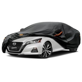 Kayme 7 Layers Car Cover Custom Fit for Nissan Altima (2002-2025) Waterproof All Weather for Automobiles, Outdoor Full Cover Rain Sun UV Protection.Black