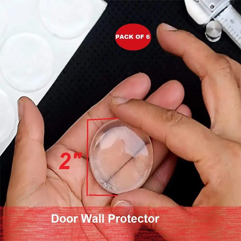 Door Knob Wall Protectors 6-Pack, 2 Inch Clear Silicone Door